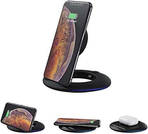 Lecone Wireless Charger Wireless Charging for Mobile Phone 10W Foldable Height Adjustable Tablet Stand for iPhone 12 / 11Pro / XS/XR/X, Samsung S10 / S9 / S8