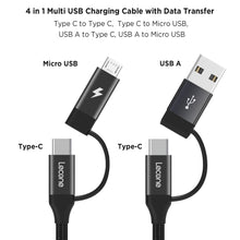 USB C Charging Cable, Lecone Micro USB Data Transfer 4 in 1 Multi Cable 2m/ 6.6FT Nylon Braided Cord Charger Adapter with USB C x2/Micro USB/USB Ports for Android and Type C Devices [Black]
