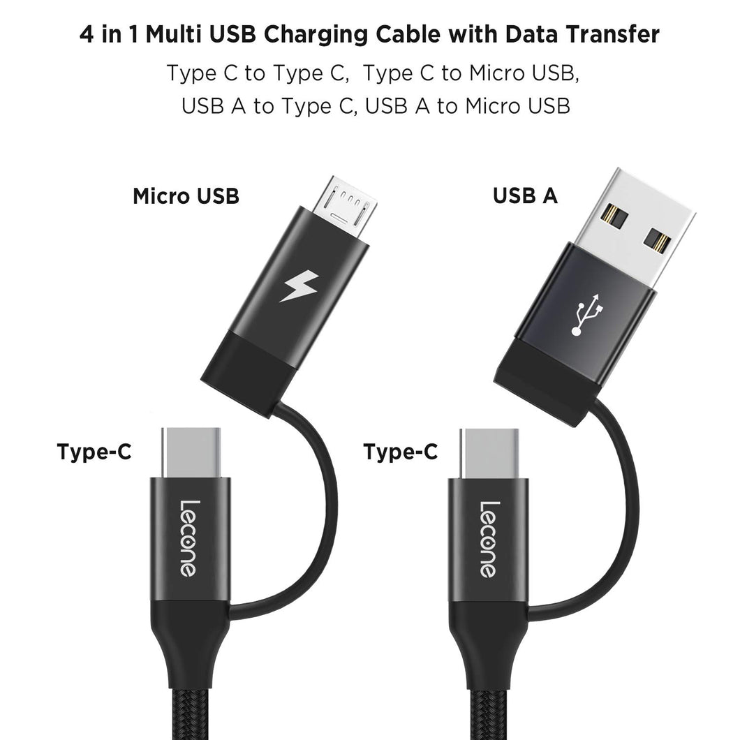 USB C Charging Cable, Lecone Micro USB Data Transfer 4 in 1 Multi Cabl