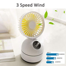 Mini USB Desk Fan Personal Misting Fan Moisturizing Fan with Spray Bottle Handheld Humidifier Fan Rechargeable for Beauty,Home, Office,Travel (White)