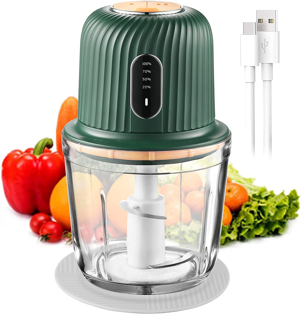 Lecone Mini Food Processor, Small Cordless Electric Food Chopper with 3 Cup Glass Bowl for Meat Vegetables Onions Garlic, 3000mAh Portable Baby Food Blender