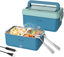 Lecone Electric Lunch Box, 2 Layers Portable Heated Bento Box with Rice Cooker Steamer Function Food Warmer Heating Lunch Box Egg Cooker with Removable Stainless Steel Container for Home School Office
