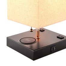 Table Lamp with Wireless Charger and 2 USB Charging Ports and 2 Outlets Power Strip - Perfect for Bedroom, Living Room, Office - Compatible iPhone 11/Xs MAX/XR/XS/X/8/8, Samsung S10/S9/S9+ and More