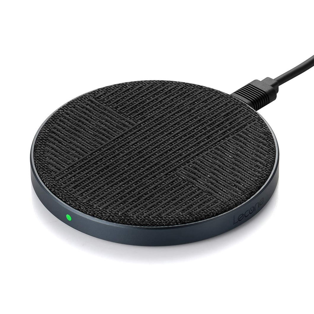 Lecone 10W Fast Wireless Charger Qi Certified Premium Fabric Wireless Charging Pad Compatible with iPhone 11/Xs MAX/XR/XS/X/8/,10W Fast-Charging Samsung Galaxy S10/S9/S9+/S8/S8+/Note 10, Black