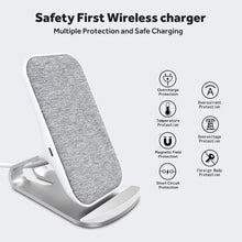 Lecone Fast Wireless Charger Fabric 10W / 7.5W / 5W Wireless Charging Stand Compatible with iPhone XR/Xs Max/Xs/X, Fast-Charging for Samsung Galaxy S10/S10+/S9/S9+ Note 9/Note 10 and More