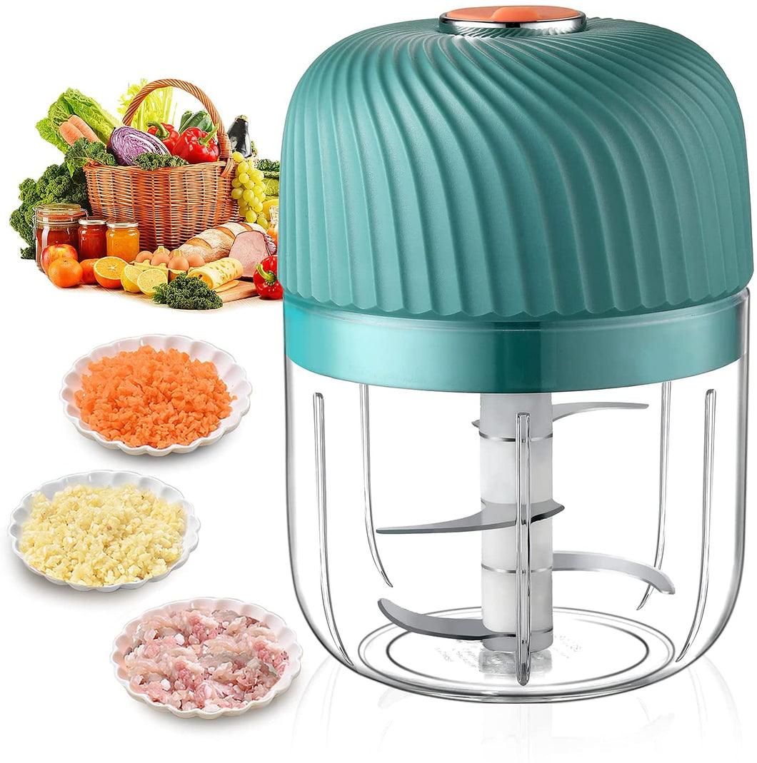 Lecone Electric Garlic Chopper, Mini Chopper Food Processor 350ml Small USB Rechargeable Cordless Portable Onion Ginger Mincer for Vegetable Pepper Spice Meat, Baby Food, Seasoning, BPA-free Green
