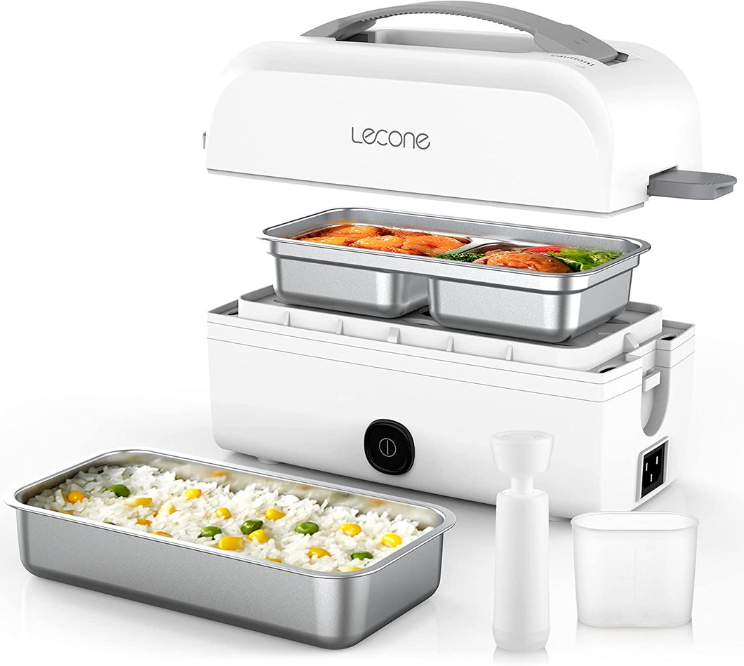 Lecone Electric Lunch Box, 2 Layers Portable Heated Bento Box with Ric